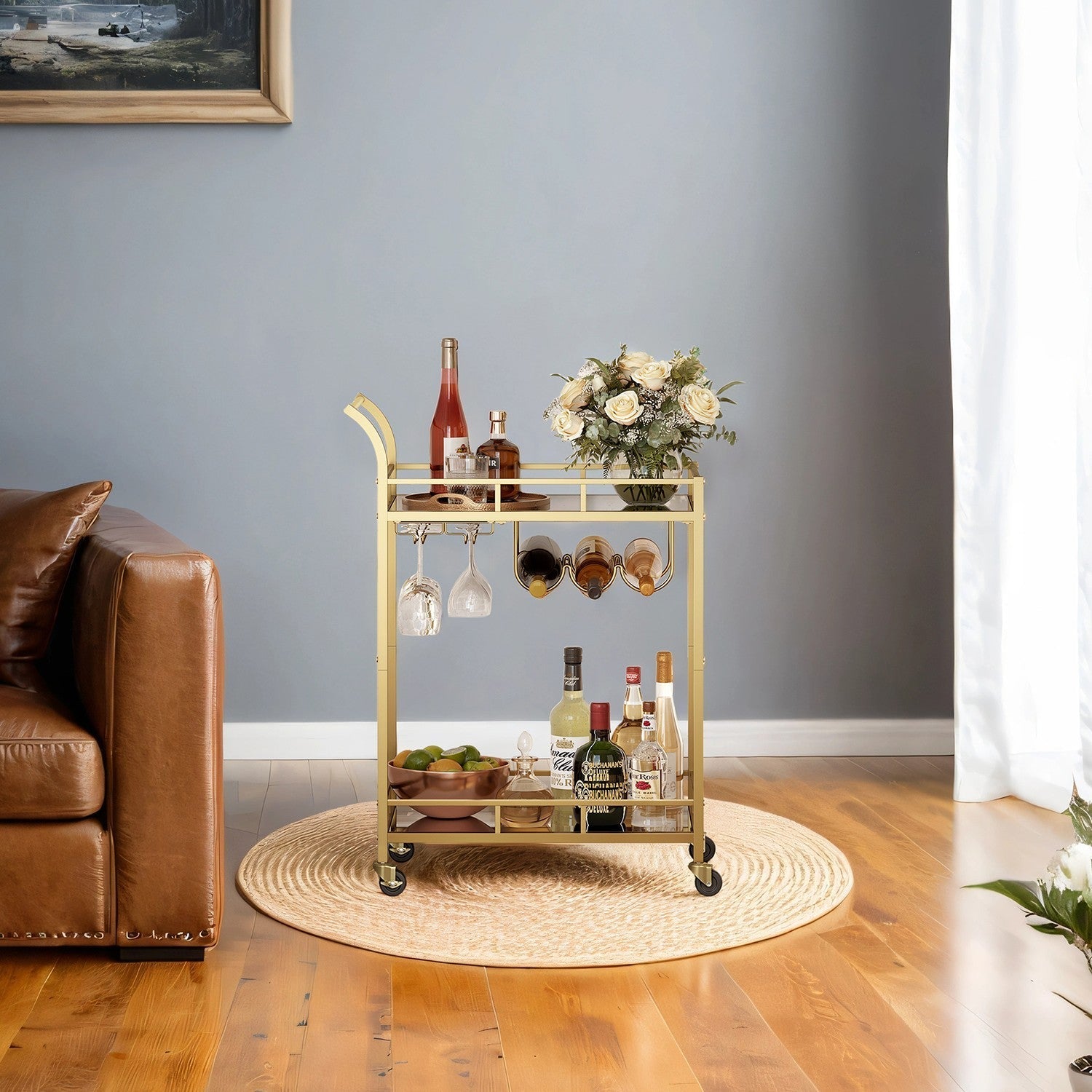 Bar Cart - Metal - Mirrored