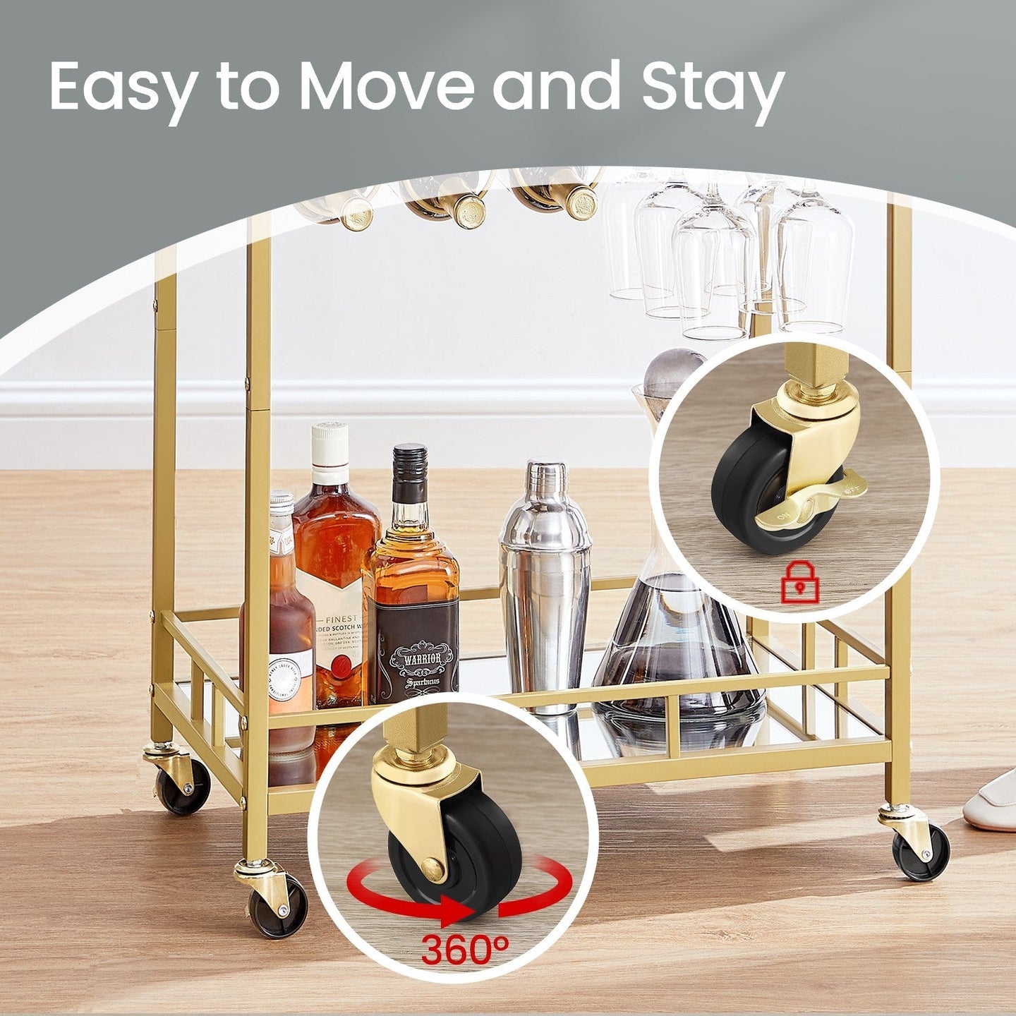Bar Cart - Metal - Mirrored