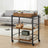 3-Tier Kitchen Trolley - Steel - Rustic Brown - Removable Serving Tray with Wheels and Brakes