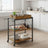 3-Tier Kitchen Trolley - Steel - Rustic Brown - Removable Serving Tray with Wheels and Brakes