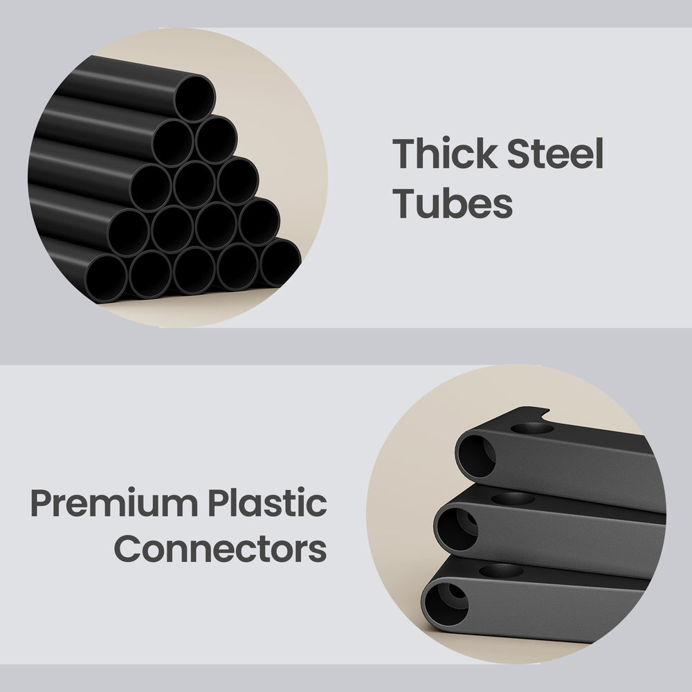 2-Tier Shoe Rack - Metal Tube and Plastic Connector - Black