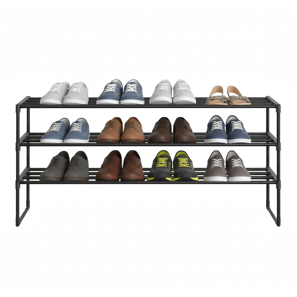 3-Tier Shoe Rack - 66L - Metal - Stackable Design