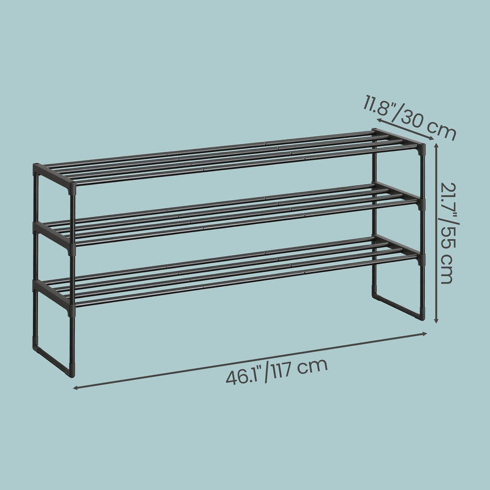 3-Tier Shoe Rack - 66L - Metal - Stackable Design