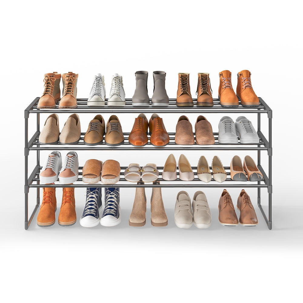 3-Tier Shoe Rack - 66L - Metal - Stackable Design