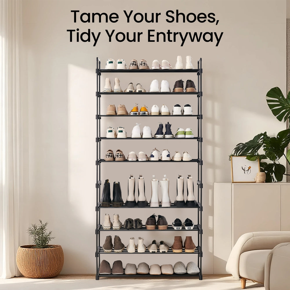10-Tier Shoe Rack - 50 Pairs - Metal Tube - Adjustable Height