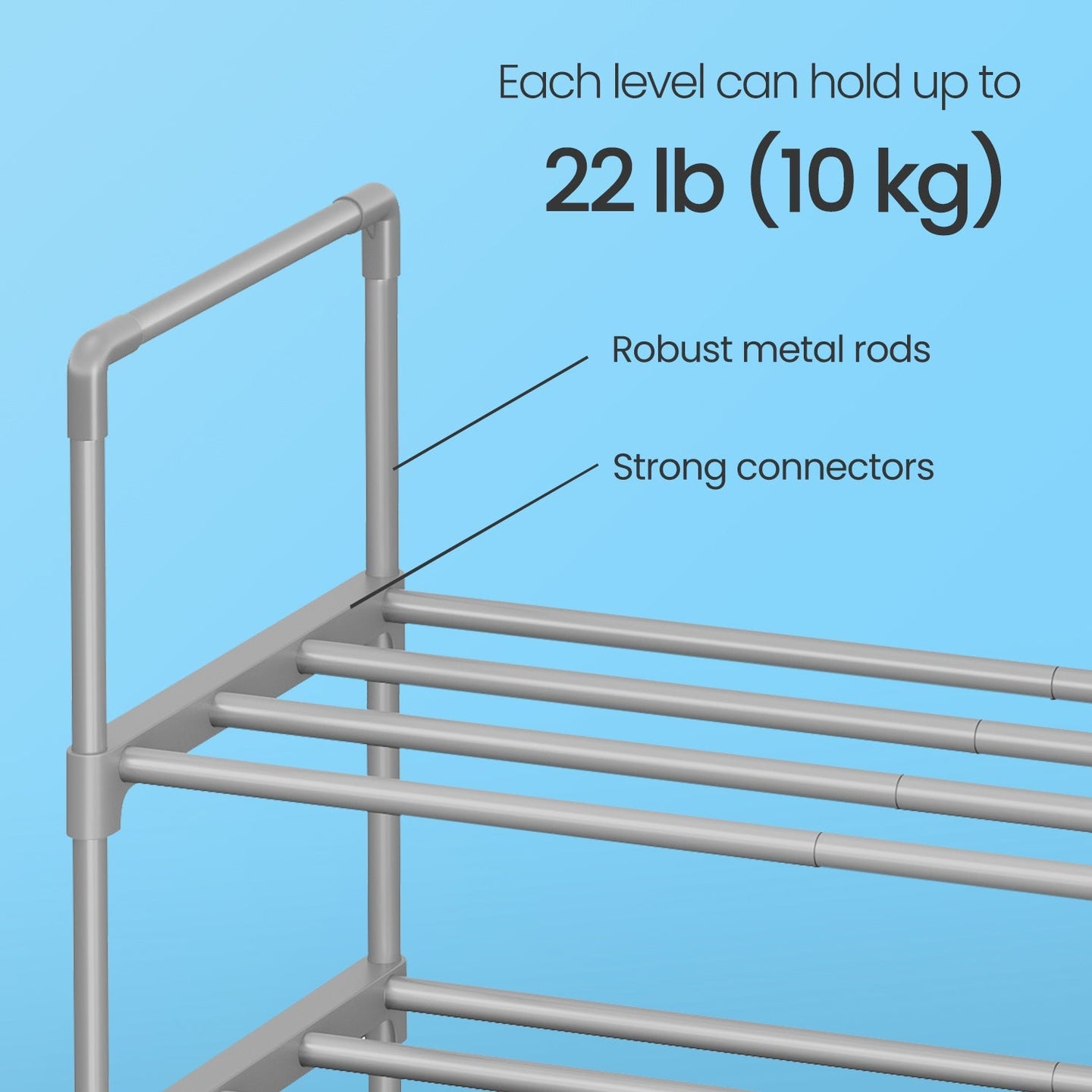 3-Tier Shoe Rack - Metal - Grey - Stackable Shoe Storage for 12 to 15 Pairs