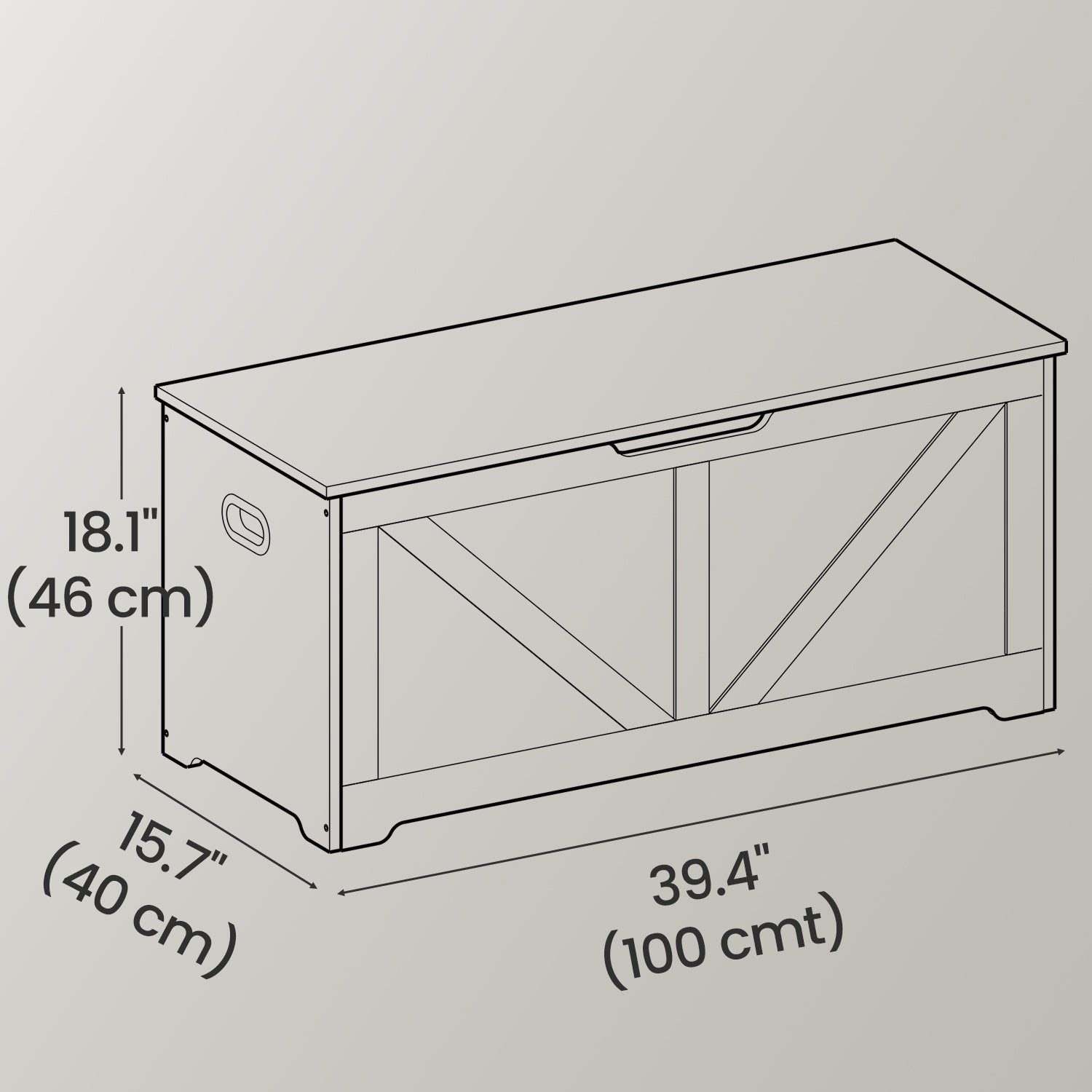 Storage Chest - Wood - Rustic Brown - Farmhouse Style with Safety Hinges and Bench Functionality