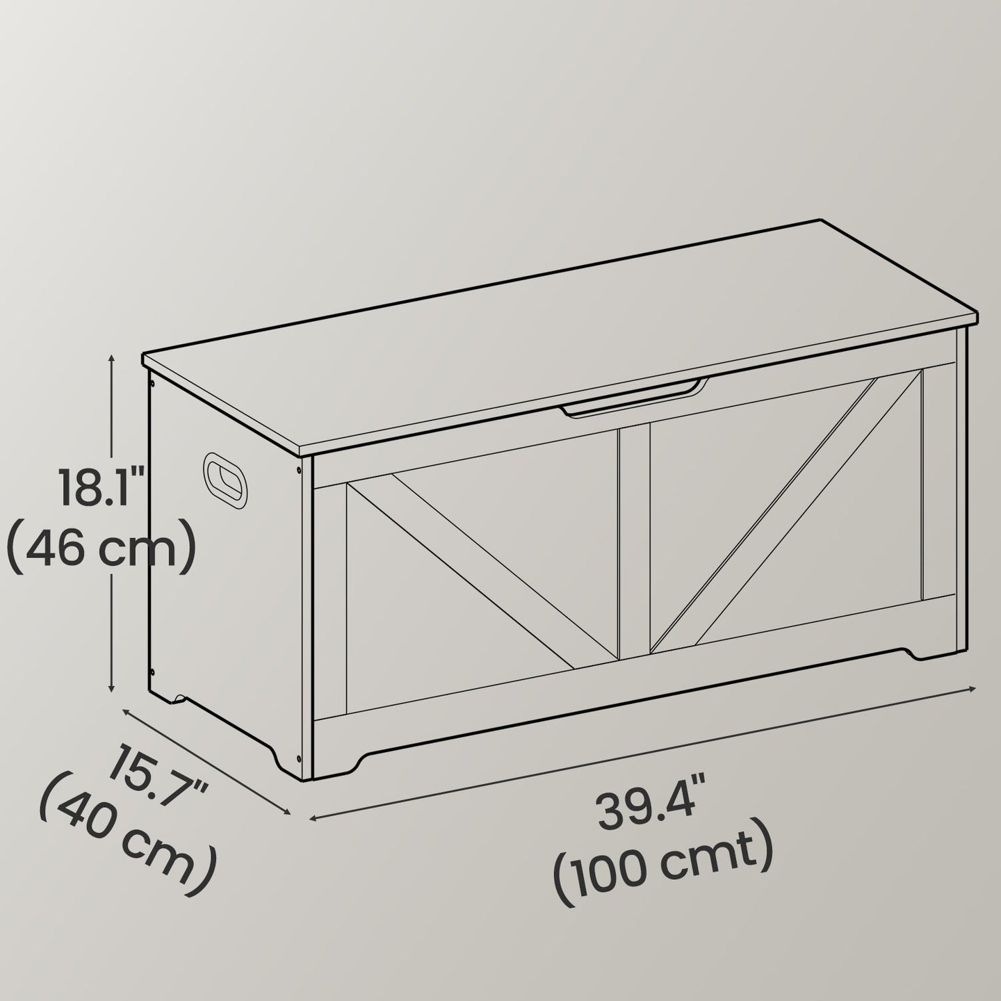 Storage Chest - Wood - Rustic Brown - Farmhouse Style with Safety Hinges and Bench Functionality