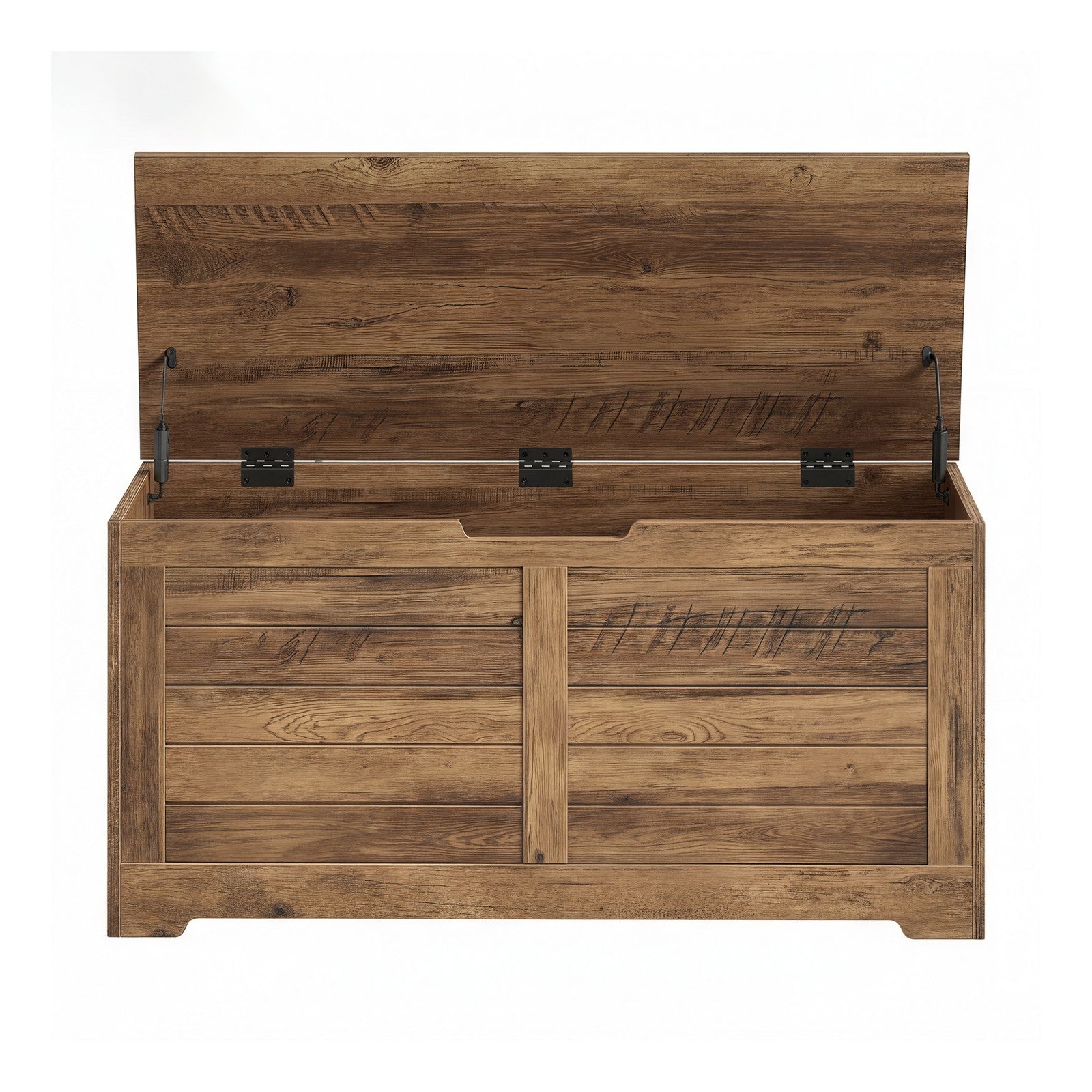 Shoe Storage Bench - Wood - Honey Brown - with 2 Safety Hinges