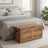 Shoe Storage Bench - Wood - Honey Brown - with 2 Safety Hinges