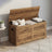 Shoe Storage Bench - Wood - Honey Brown - with 2 Safety Hinges