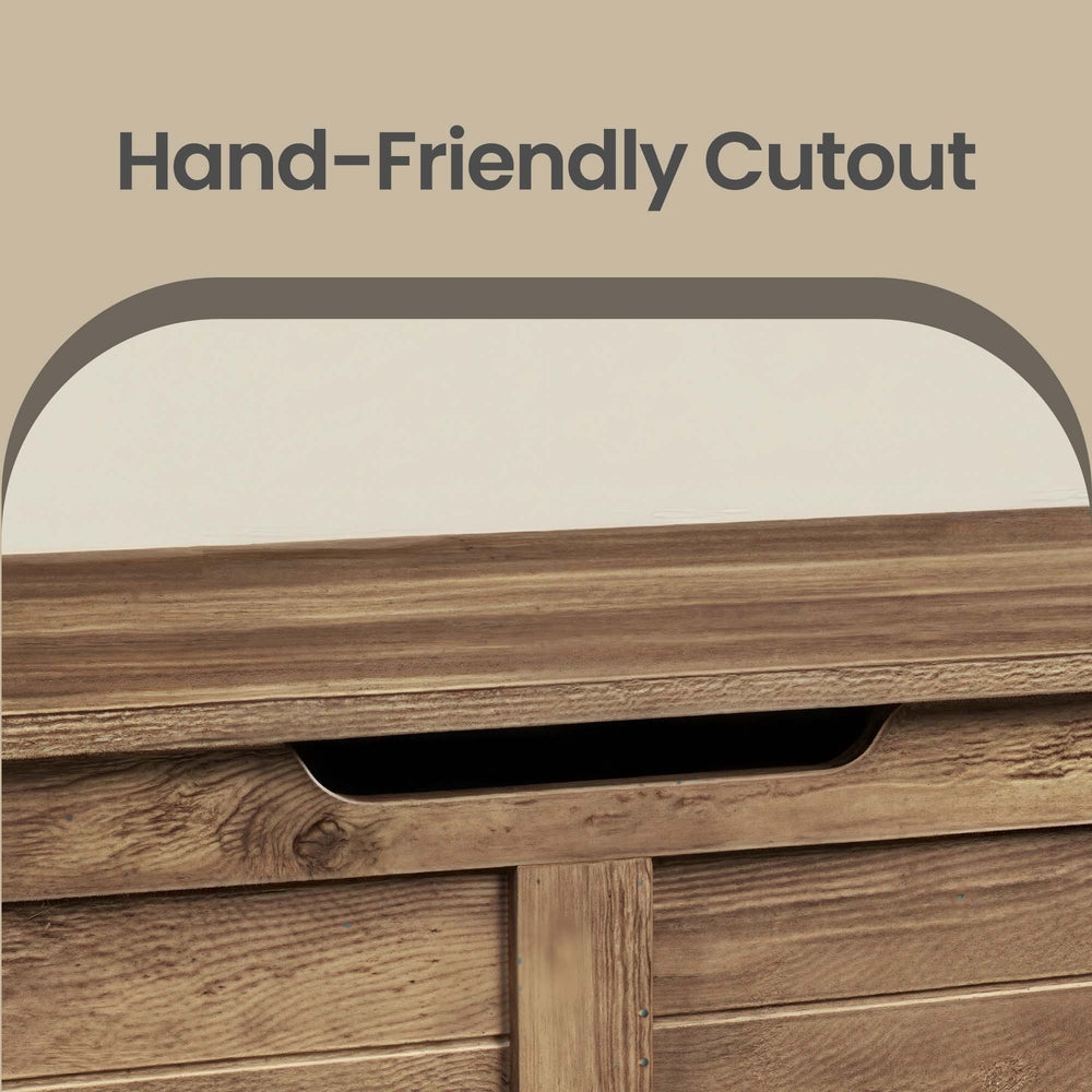 Shoe Storage Bench - Wood - Honey Brown - with 2 Safety Hinges