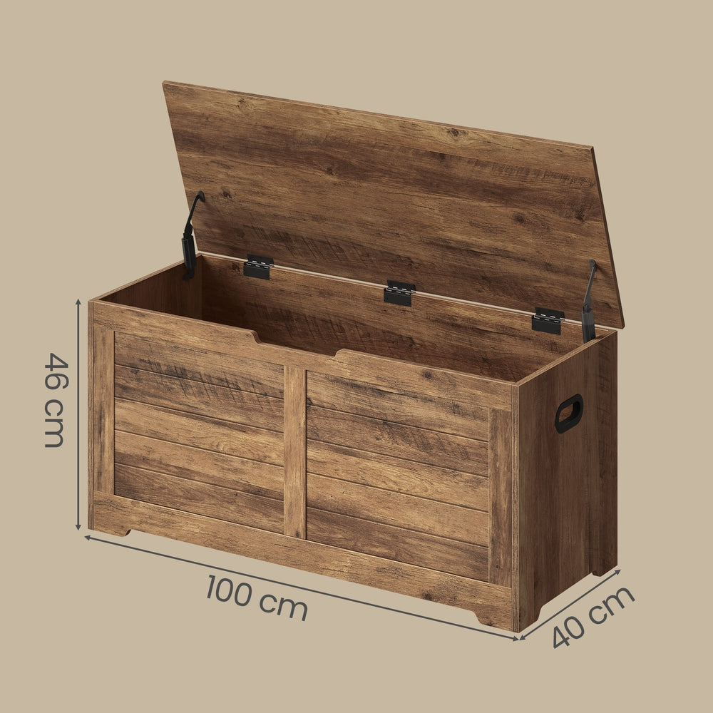 Shoe Storage Bench - Wood - Honey Brown - with 2 Safety Hinges