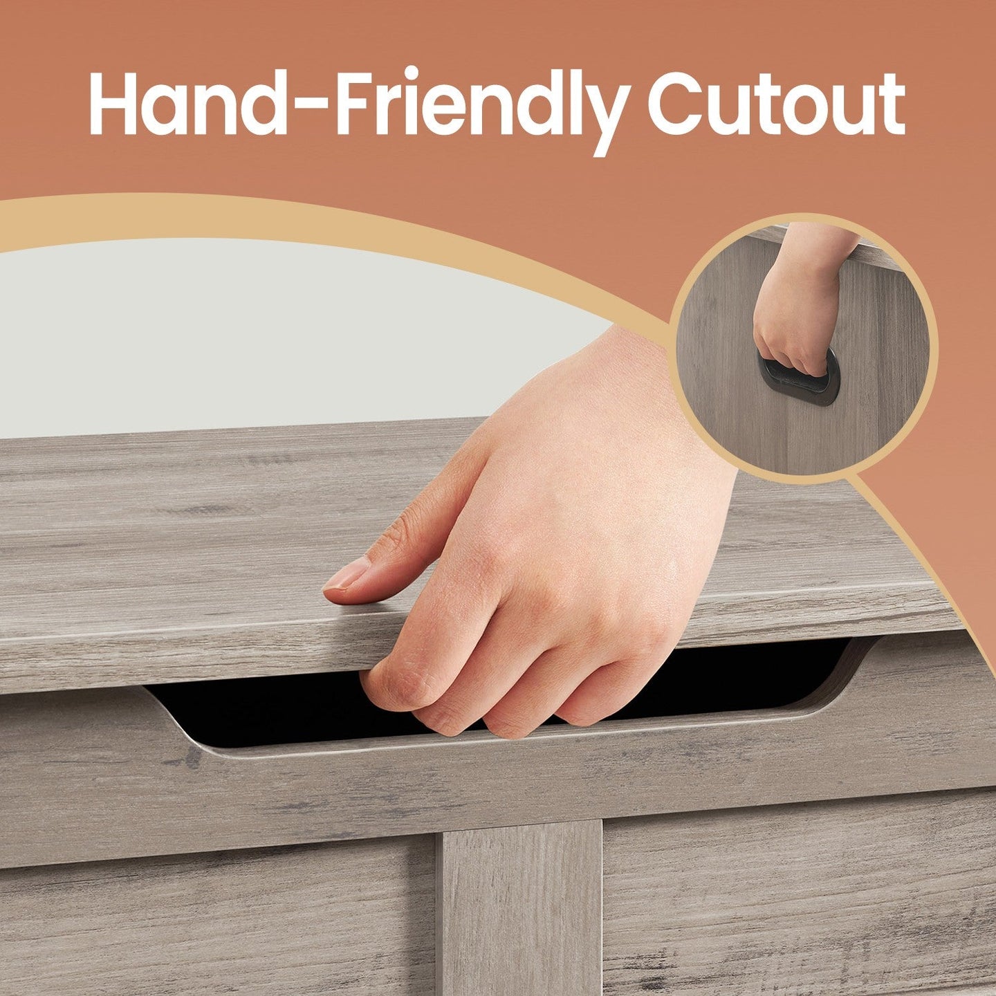 Storage Bench - Wood - Cloud White - Farmhouse Style with 2 Safety Hinges