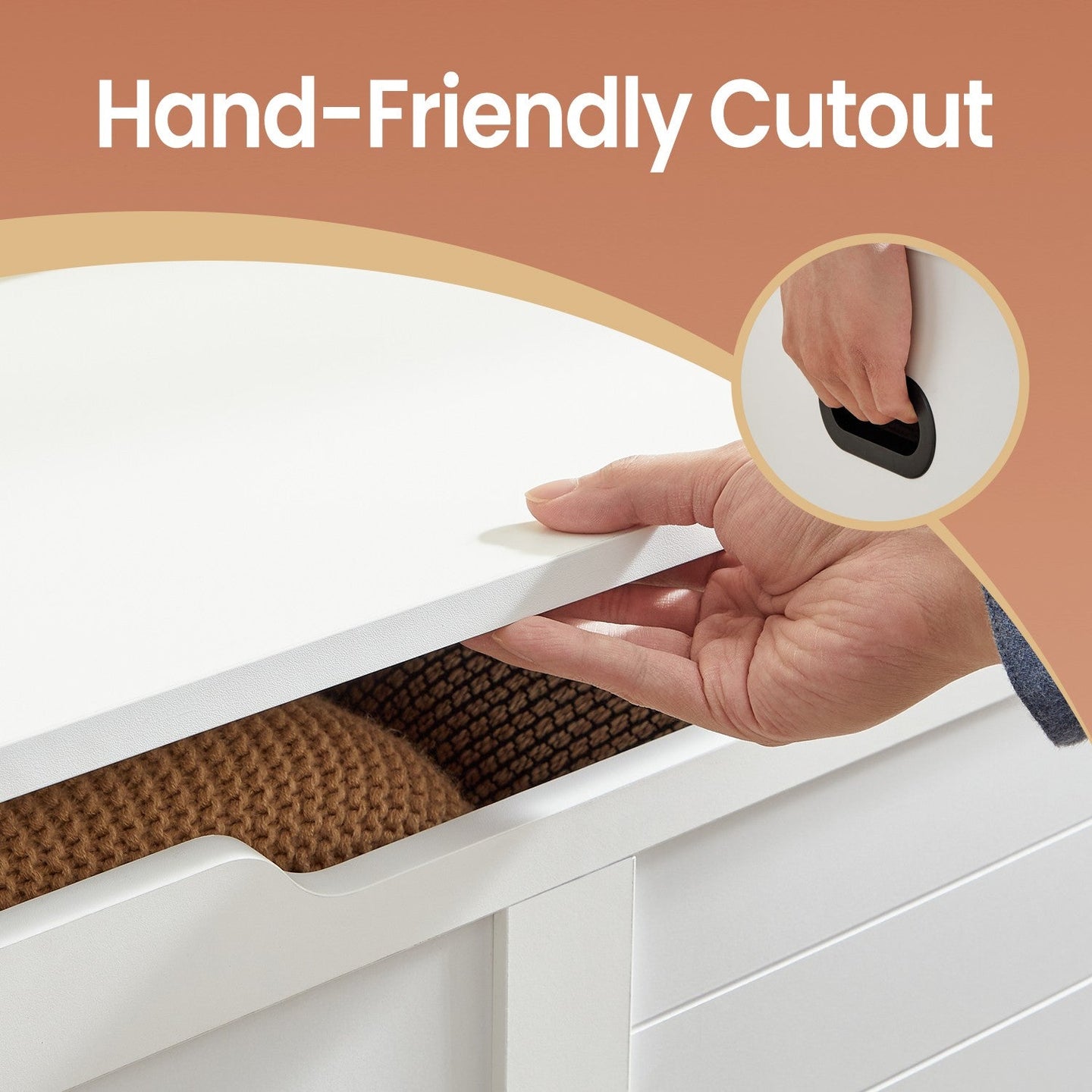 Storage Bench - Wood - Cloud White - With Safety Hinges and Multi-Functional Use