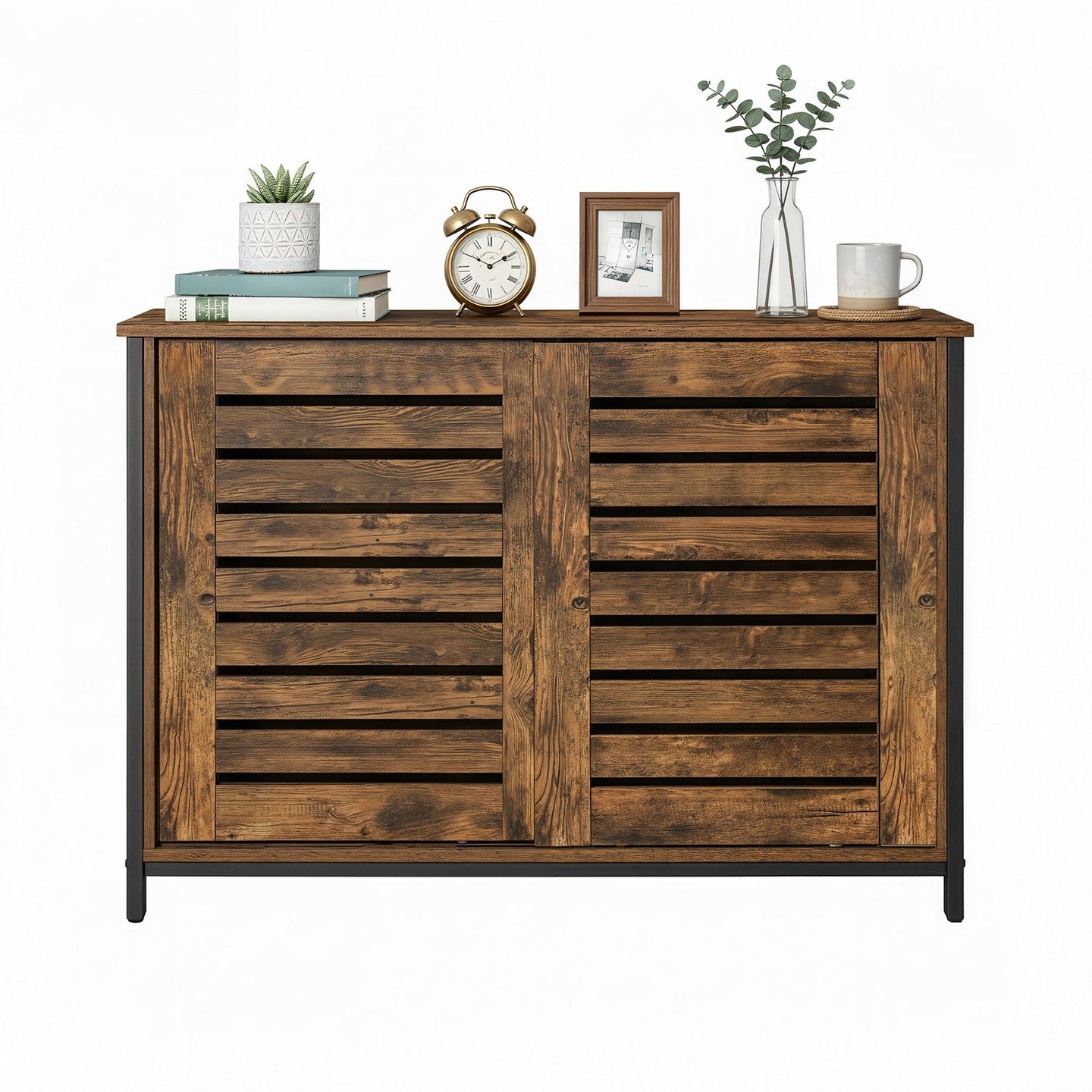 Sideboard - Steel - Rustic Brown and Black
