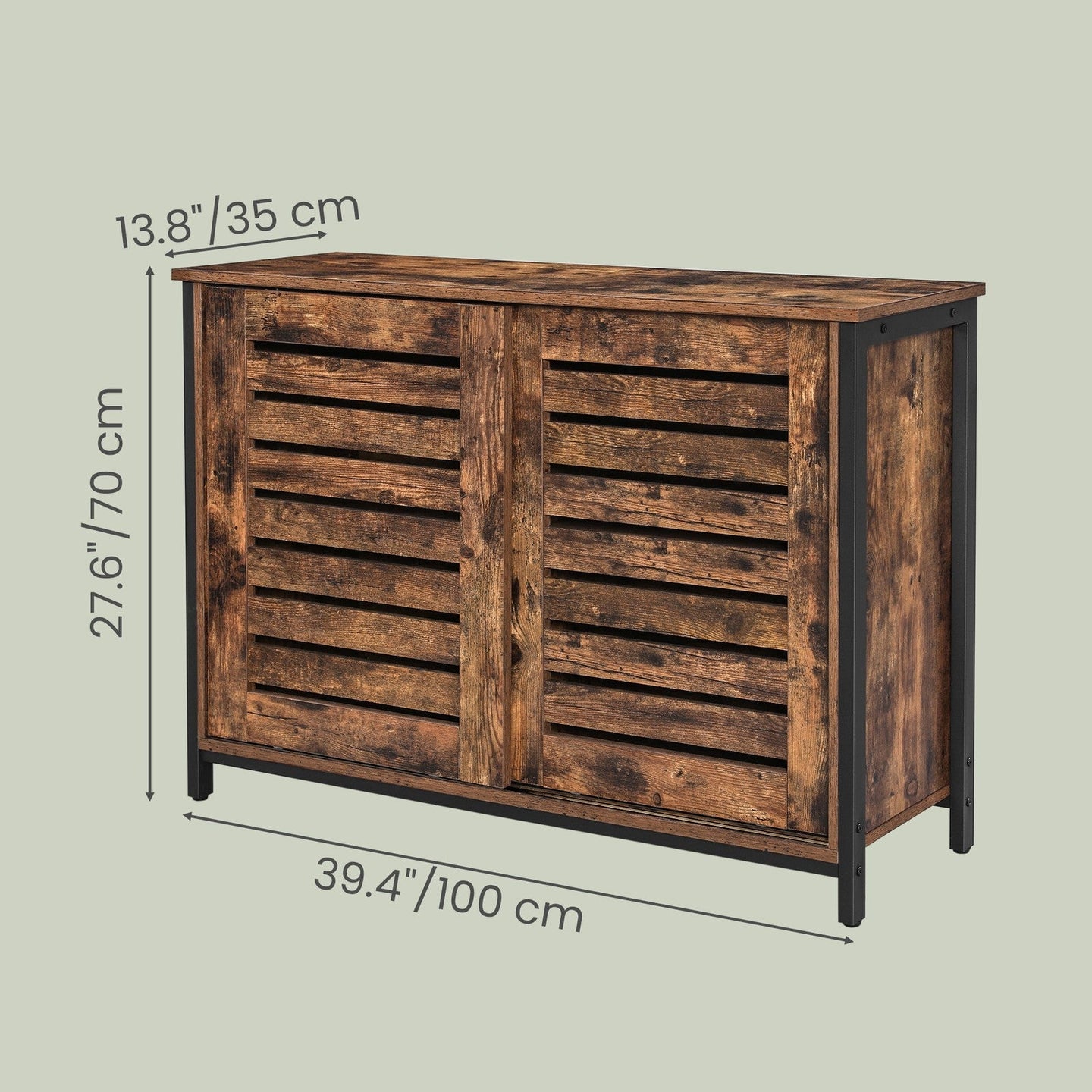 Sideboard - Steel - Rustic Brown and Black