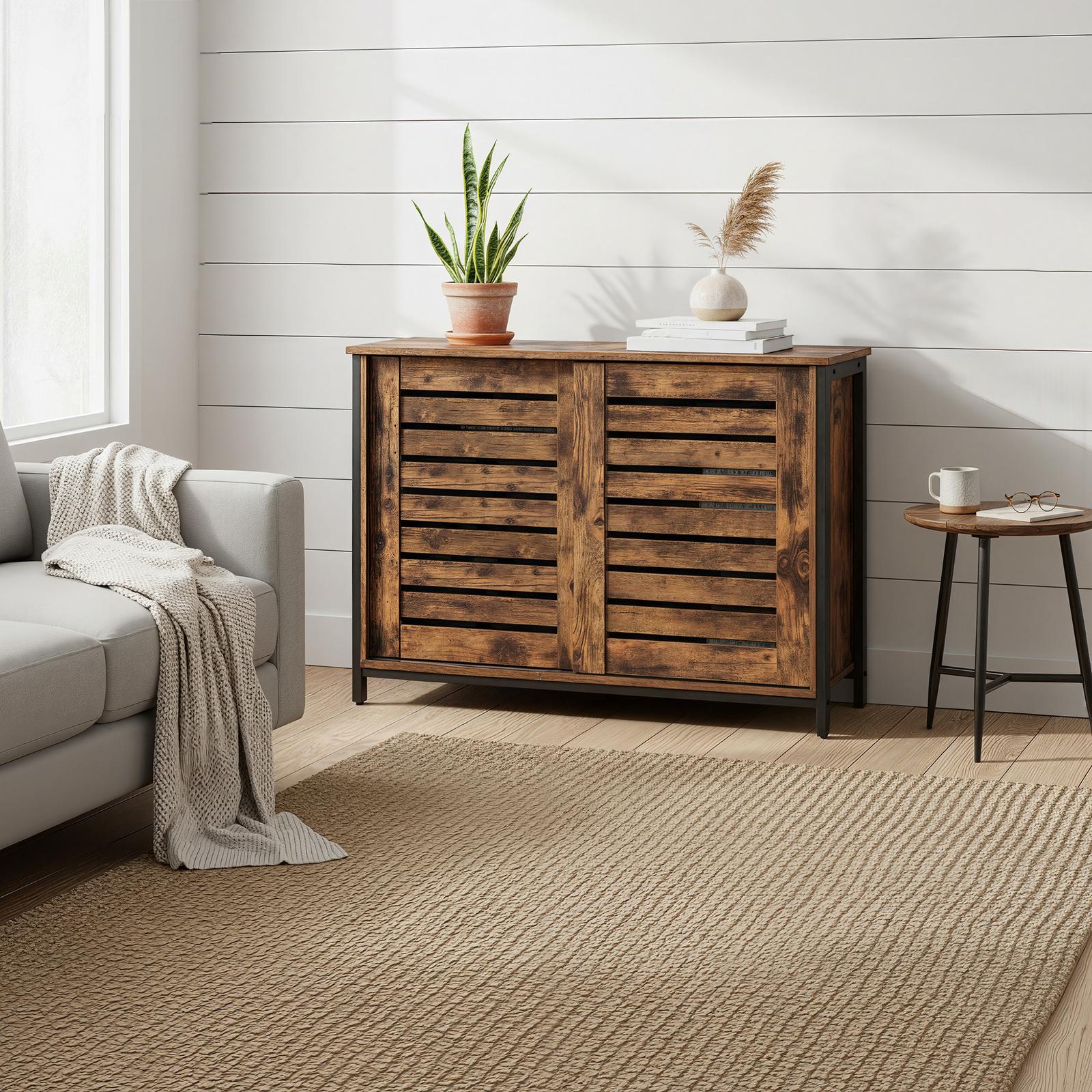 Sideboard - Steel - Rustic Brown and Black