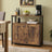 Multipurpose Storage Cabinet - Steel - Rustic Brown and Black - Adjustable Shelves with Slat Door