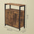 Multipurpose Storage Cabinet - Steel - Rustic Brown and Black - Adjustable Shelves with Slat Door