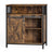 Buffet Cabinet - Wood - Rustic Brown and Black - Adjustable Shelf with Sliding Barn Door and Open Compartment