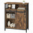 Buffet Cabinet - Wood - Rustic Brown and Black - Adjustable Shelf with Sliding Barn Door and Open Compartment