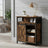 Buffet Cabinet - Wood - Rustic Brown and Black - Adjustable Shelf with Sliding Barn Door and Open Compartment
