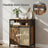 Buffet Cabinet - Wood - Rustic Brown and Black - Adjustable Shelf with Sliding Barn Door and Open Compartment