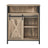 Buffet Cabinet - Wood - Rustic Brown and Black - Adjustable Shelf with Sliding Barn Door and Open Compartment