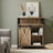 Buffet Cabinet - Wood - Rustic Brown and Black - Adjustable Shelf with Sliding Barn Door and Open Compartment