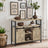 Buffet Cabinet - Wood - Turquoise Brown - 2 Sliding Barn Doors