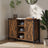 Sideboard - Wood - Rustic Brown and Black - Barn Doors