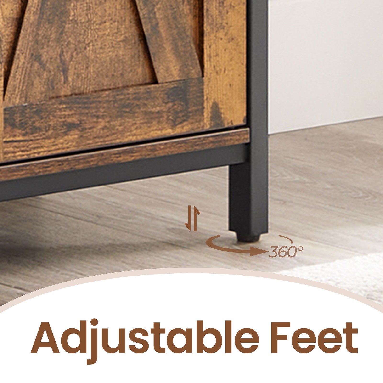 Sideboard - Wood - Rustic Brown and Black - Barn Doors