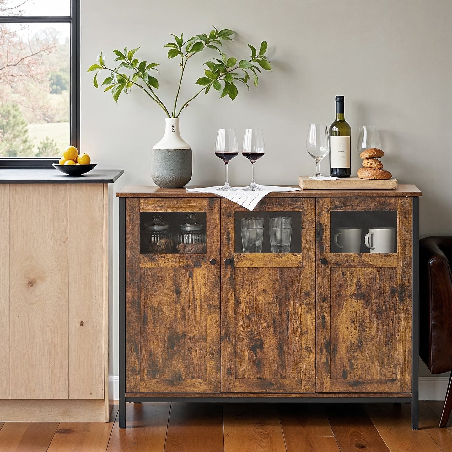 Sideboard - Steel - Rustic Brown and Black