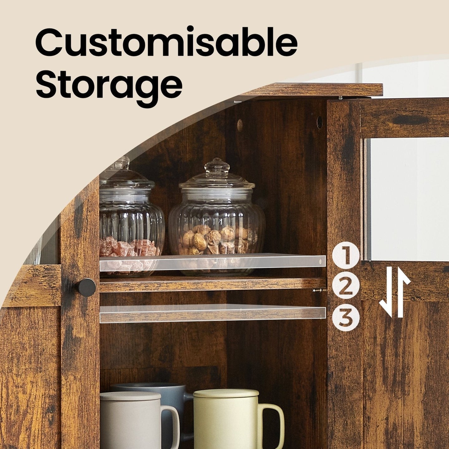 Sideboard - Steel - Rustic Brown and Black
