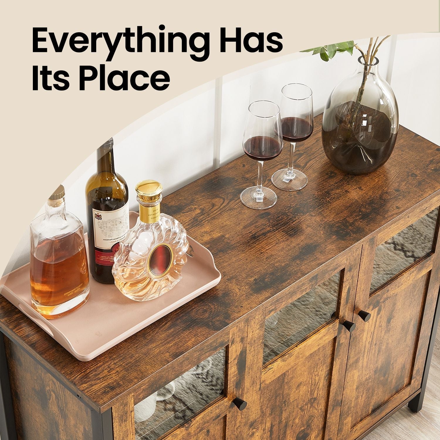 Sideboard - Steel - Rustic Brown and Black