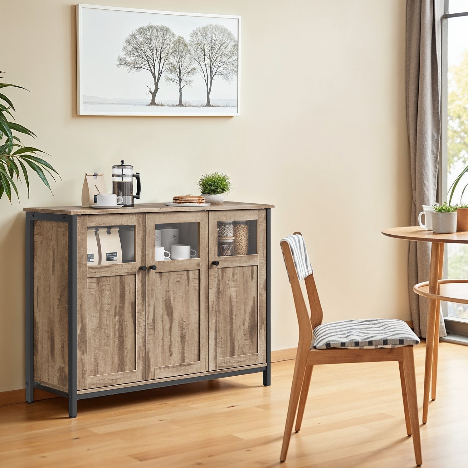 Sideboard - Steel - Rustic Brown and Black