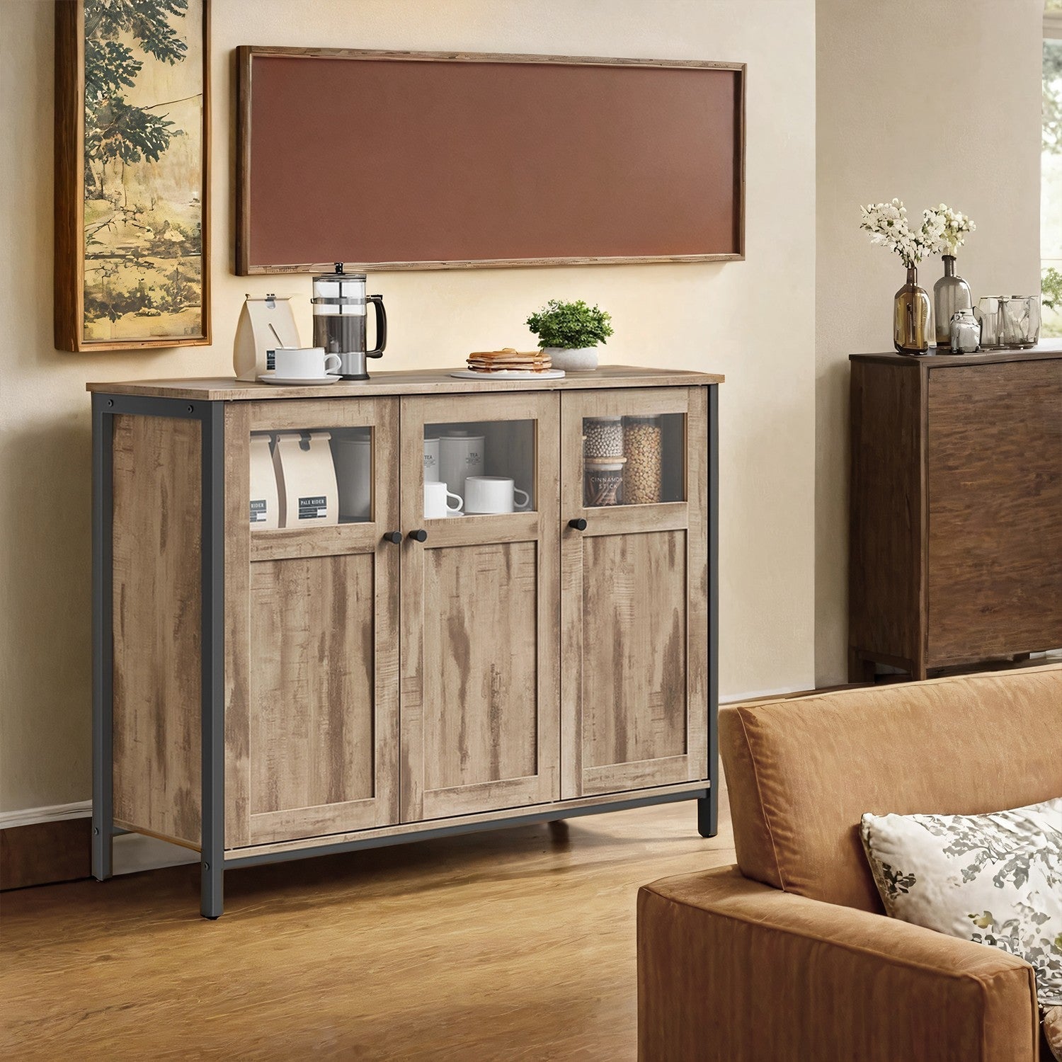 Sideboard - Steel - Rustic Brown and Black