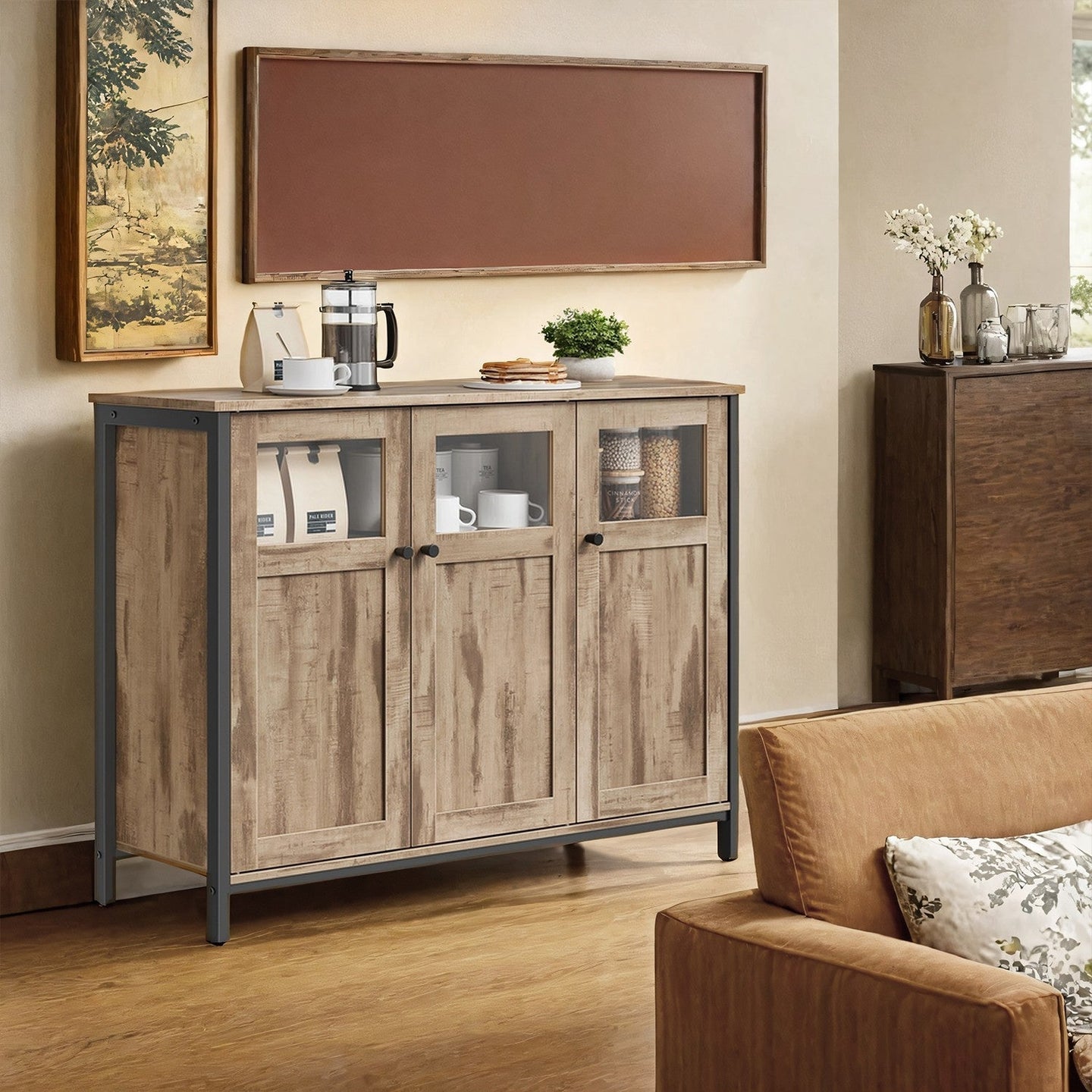 Sideboard - Steel - Rustic Brown and Black