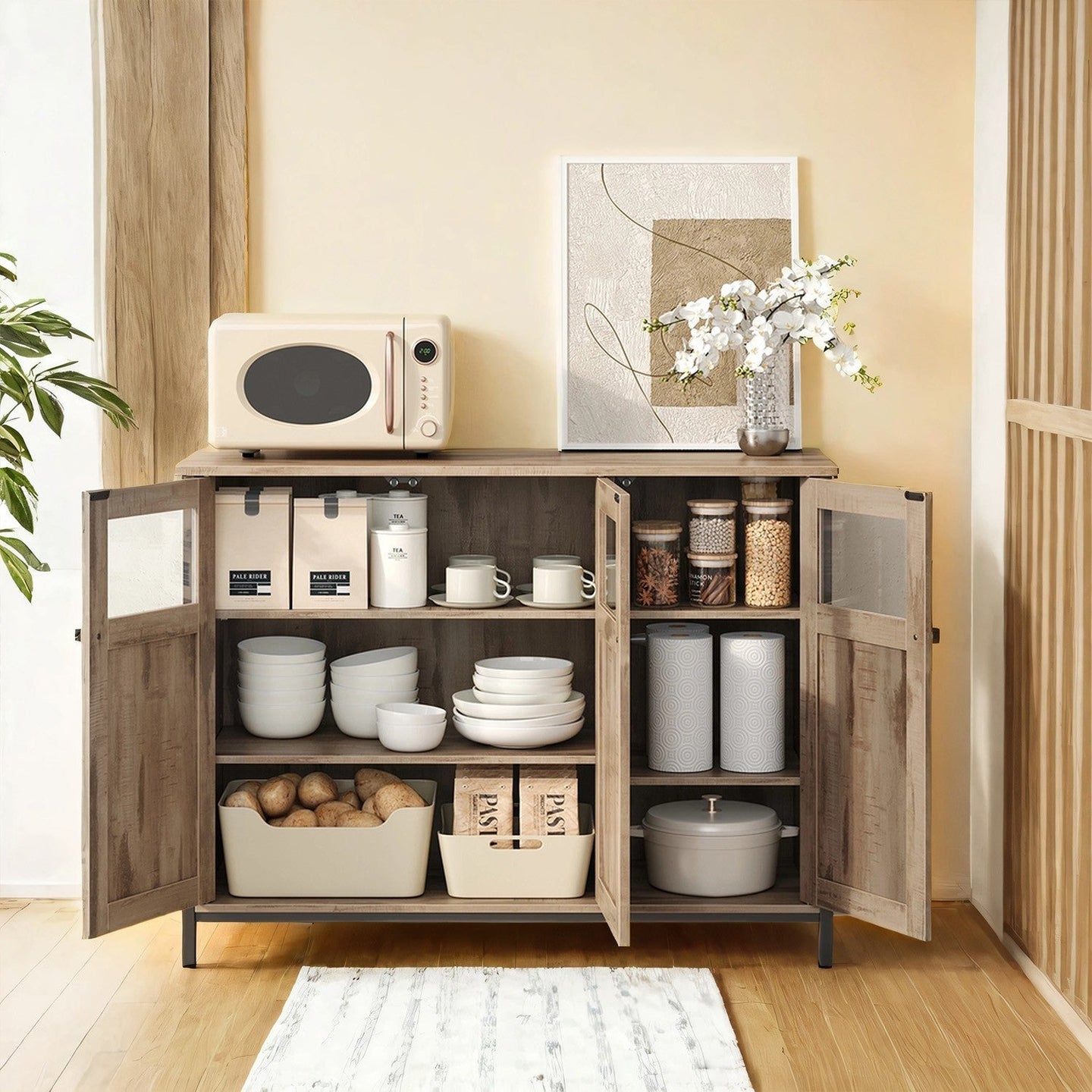 Sideboard - Steel - Rustic Brown and Black
