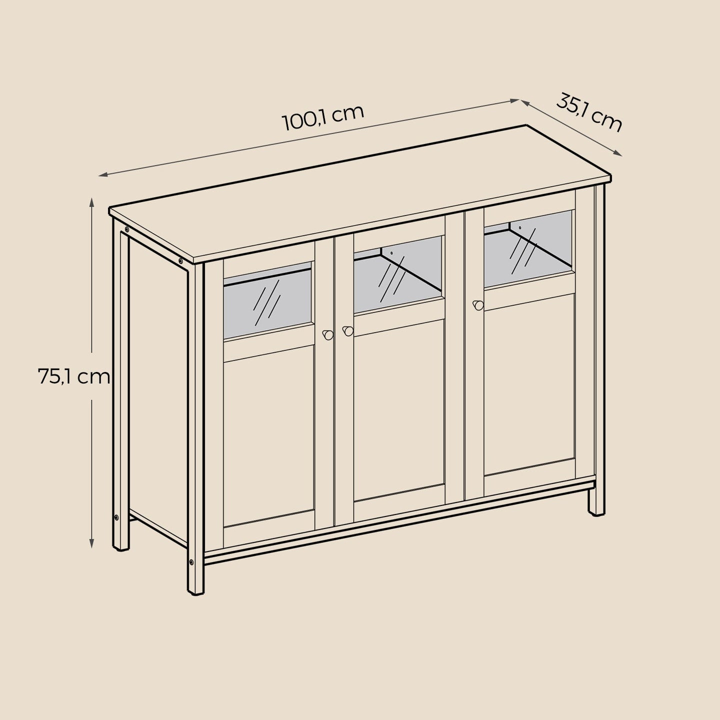 Sideboard - Steel - Rustic Brown and Black