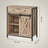 Freestanding Storage Cabinet - Engineered Wood - Rustic Brown and Black - Sliding Barn Door and Drawer