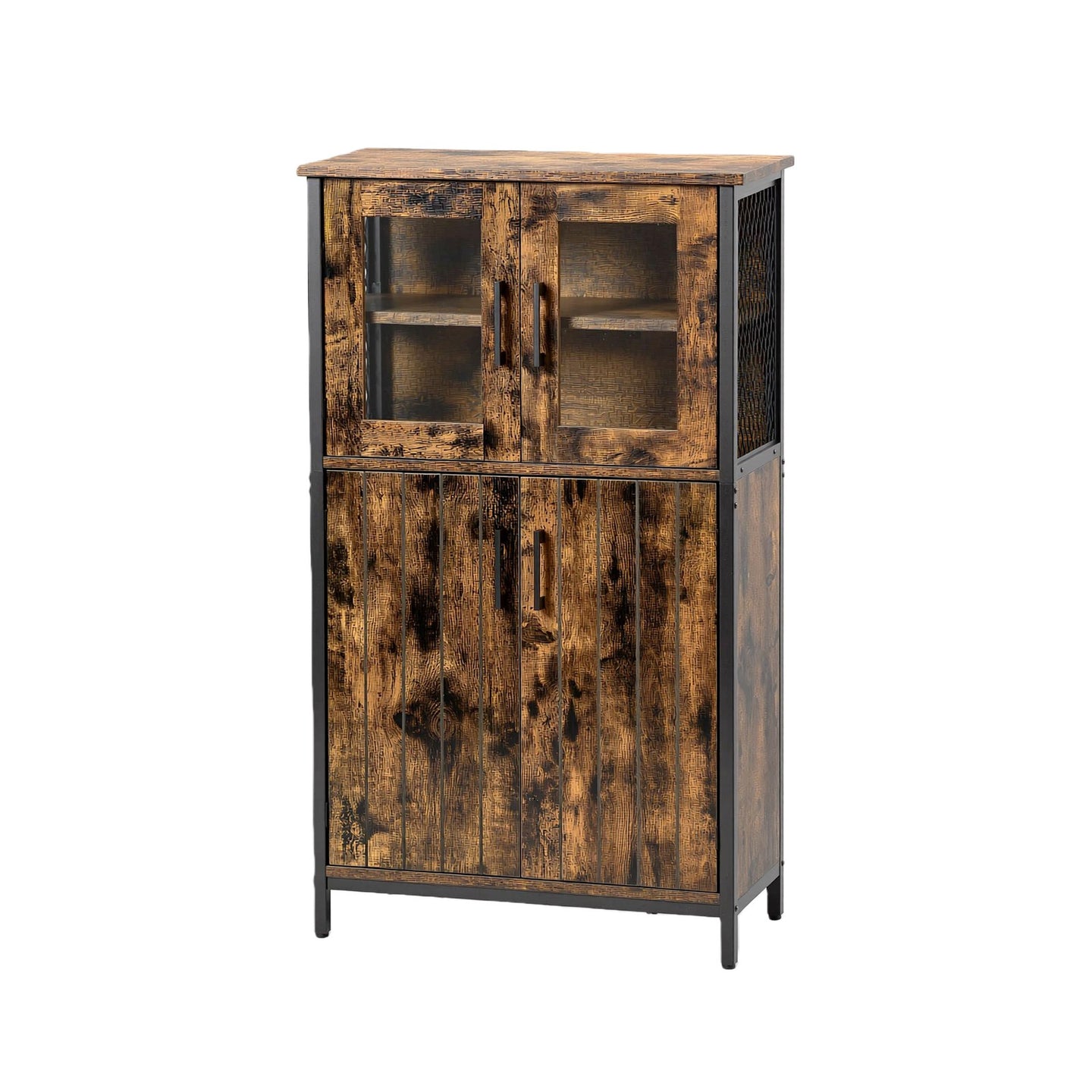 Sideboard, Storage Cabinet - Particleboard and Steel - Rustic Brown