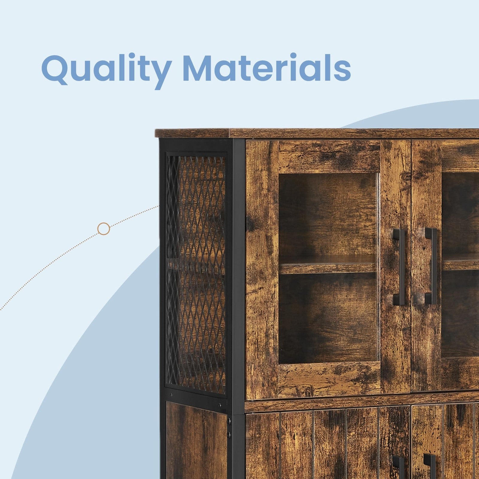 Sideboard, Storage Cabinet - Particleboard and Steel - Rustic Brown