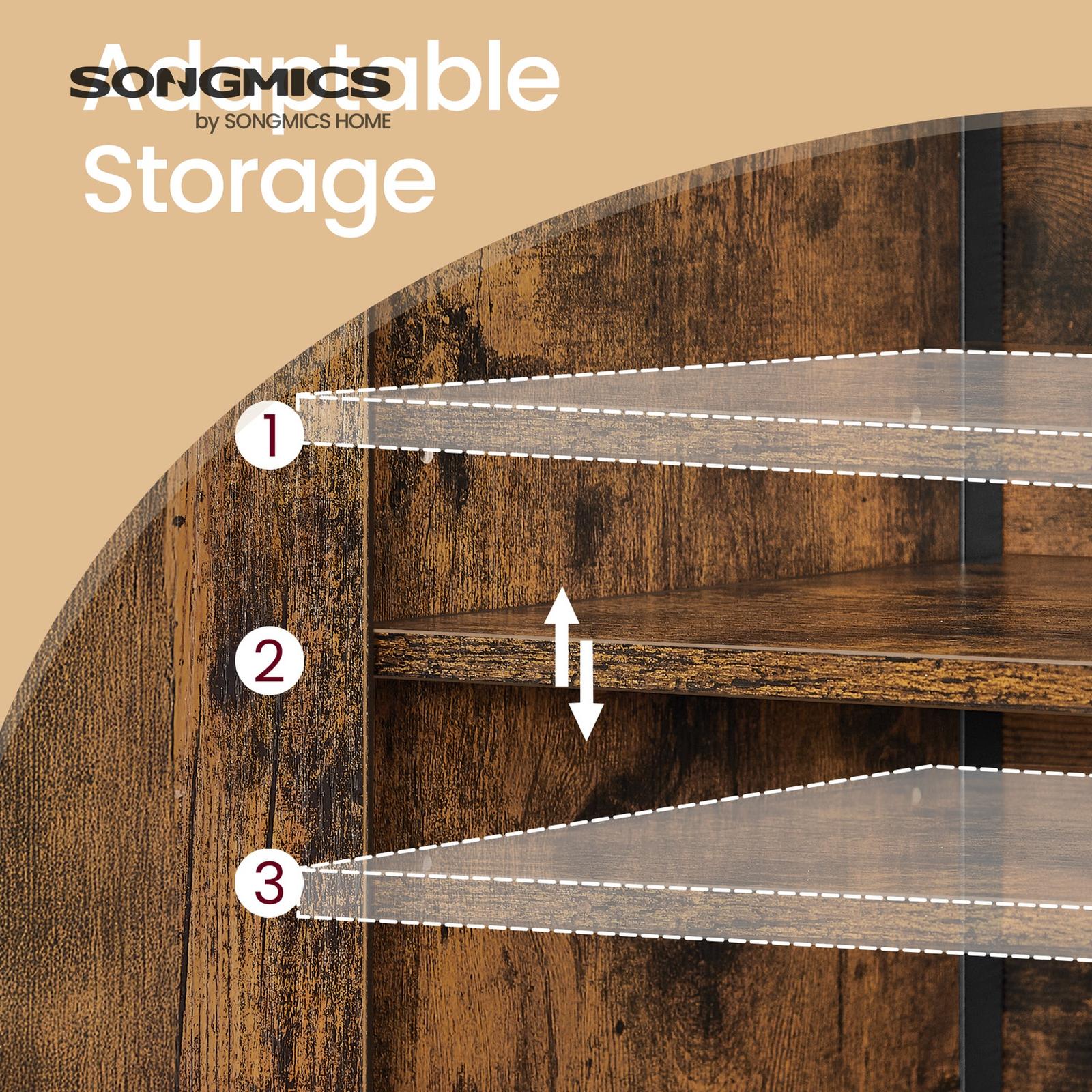 Freestanding Storage Cabinet - Wood - Rustic Brown and Black - Multifunctional with Adjustable Shelf