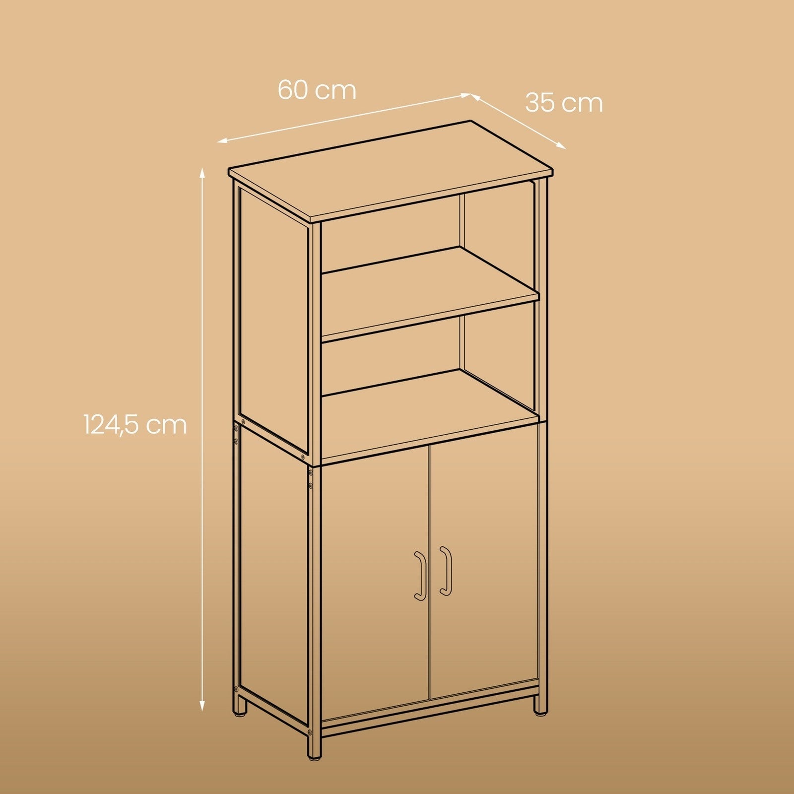 Freestanding Storage Cabinet - Wood - Rustic Brown and Black - Multifunctional with Adjustable Shelf