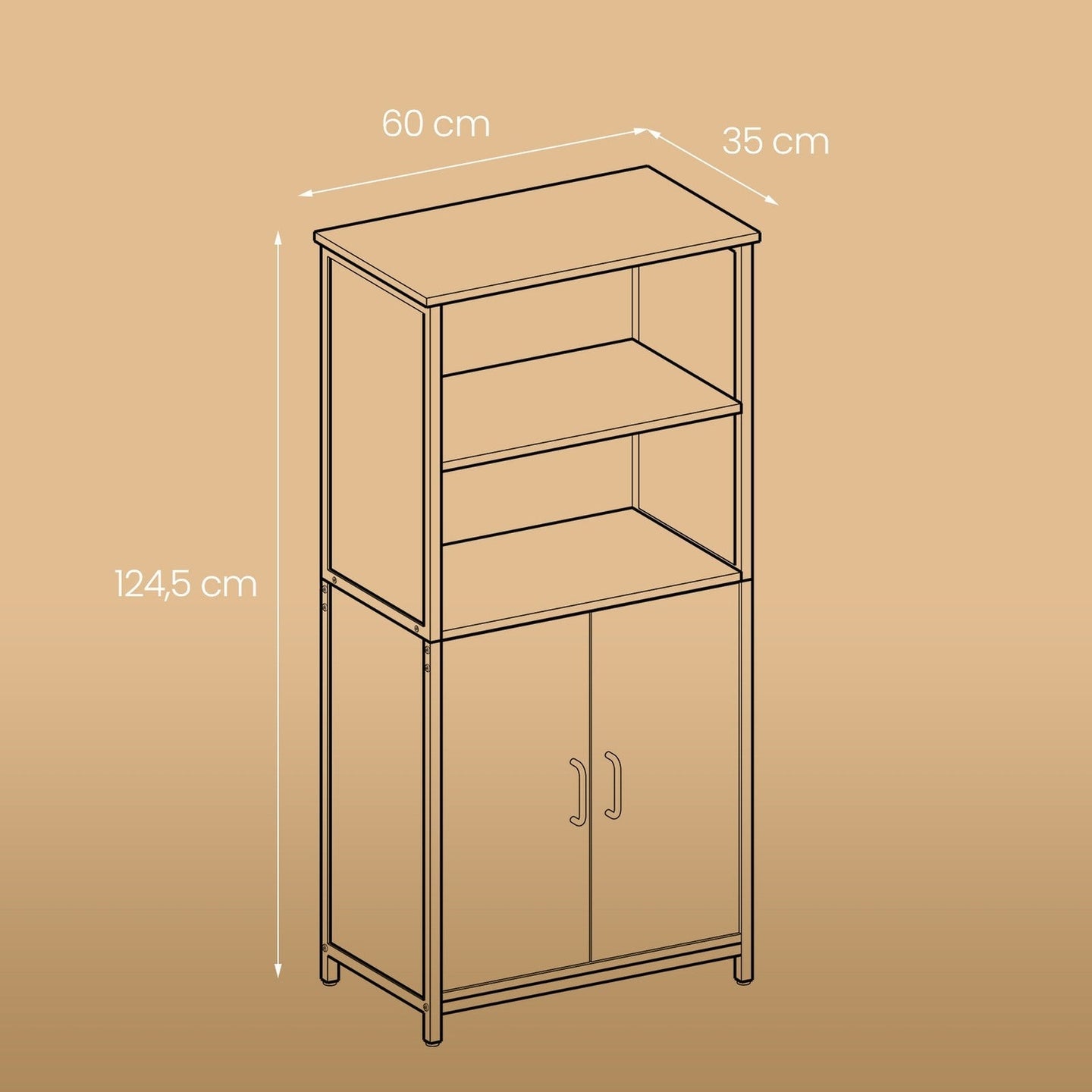 Freestanding Storage Cabinet - Wood - Rustic Brown and Black - Multifunctional with Adjustable Shelf