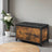 Storage Bench - Metal - Black and Rustic Brown - Padded Seat with Storage Compartment