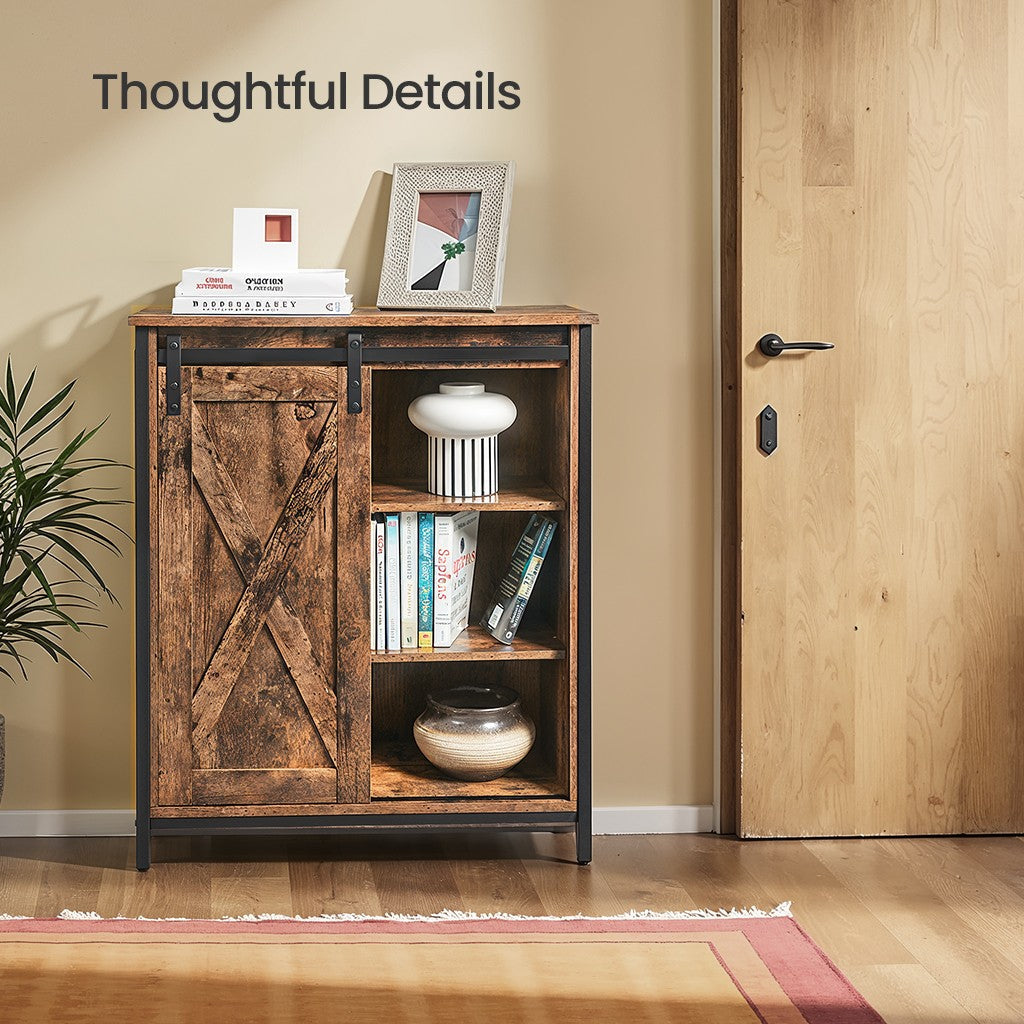 Barn Door Storage Cabinet - 30L - Particleboard - Adjustable Shelves