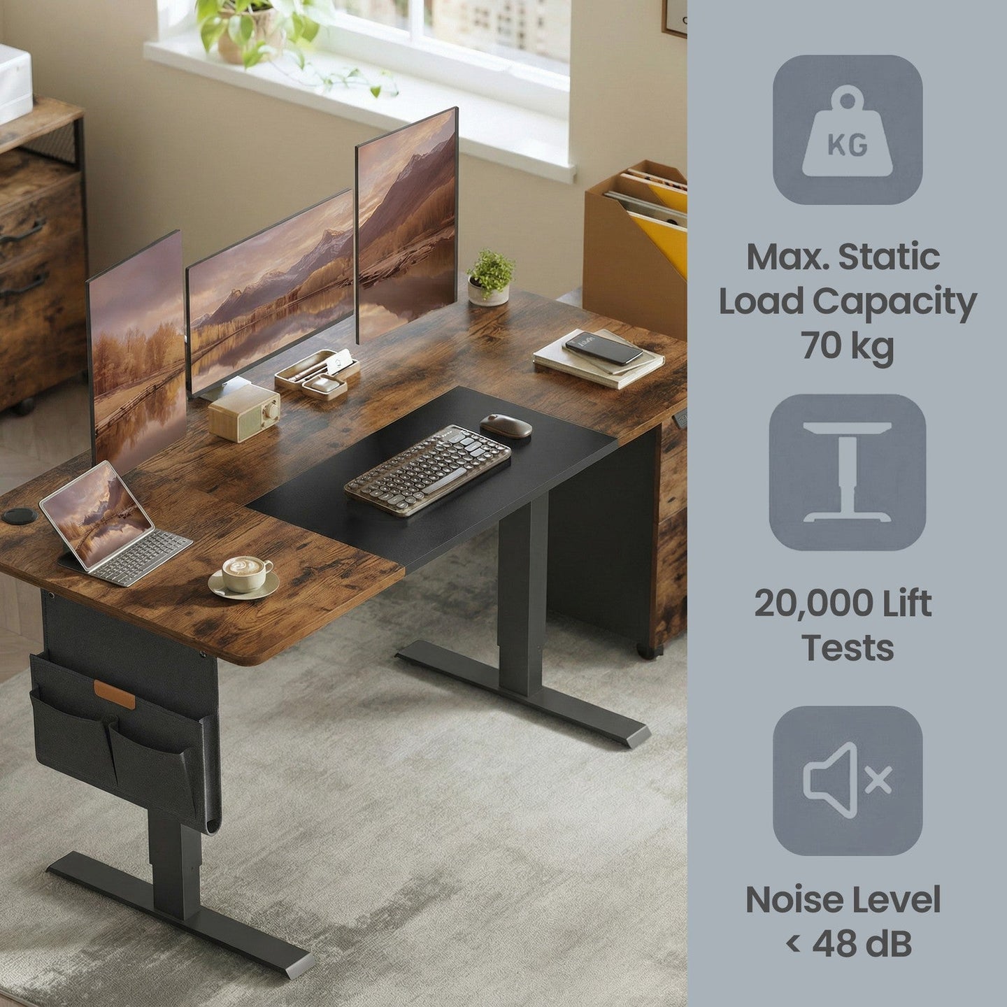 Electric Standing Desk - 70L - Steel - Height Adjustable